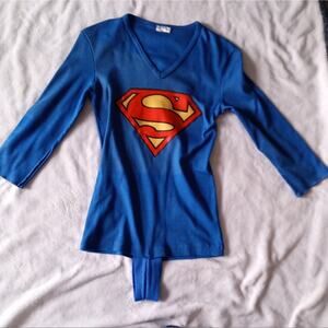 Vintage Superman size small bodysuit shirt 3/4 sleeve one piece 80s superhero cl